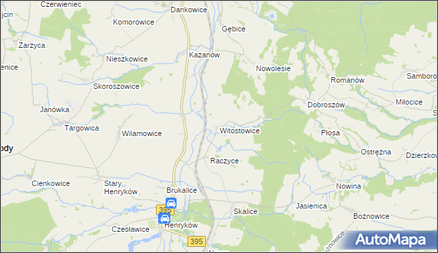 mapa Witostowice, Witostowice na mapie Targeo