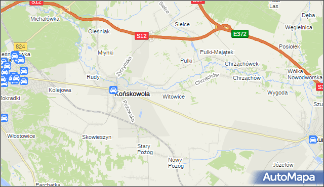 mapa Witowice gmina Końskowola, Witowice gmina Końskowola na mapie Targeo