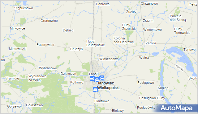mapa Włoszanowo, Włoszanowo na mapie Targeo