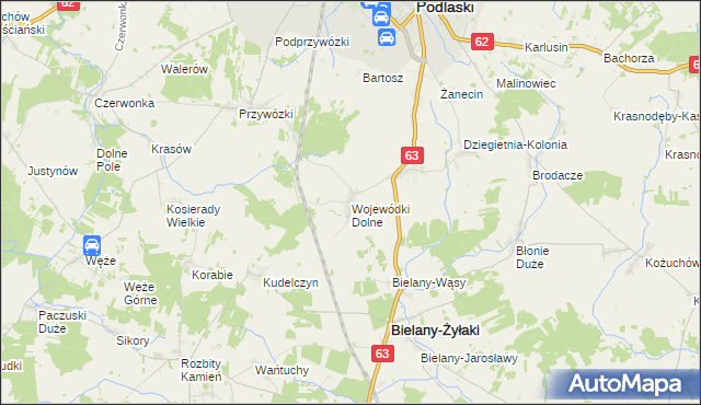 mapa Wojewódki Dolne, Wojewódki Dolne na mapie Targeo