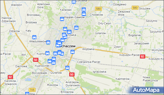mapa Wojtówka gmina Sochaczew, Wojtówka gmina Sochaczew na mapie Targeo