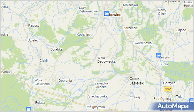mapa Wola Dębowiecka, Wola Dębowiecka na mapie Targeo
