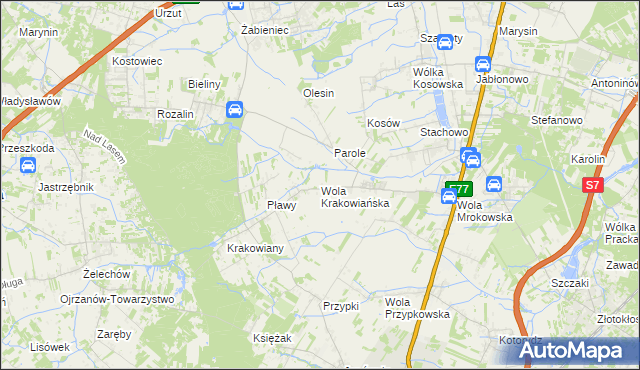 mapa Wola Krakowiańska, Wola Krakowiańska na mapie Targeo