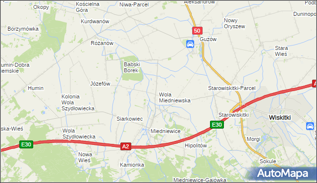 mapa Wola Miedniewska, Wola Miedniewska na mapie Targeo