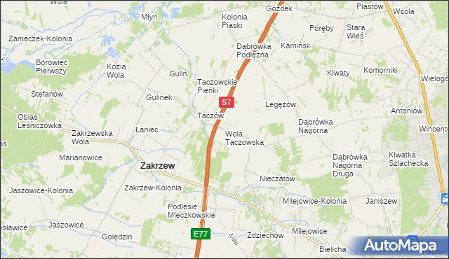 mapa Wola Taczowska, Wola Taczowska na mapie Targeo