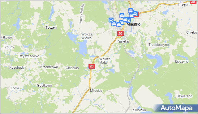 mapa Wołcza Mała, Wołcza Mała na mapie Targeo
