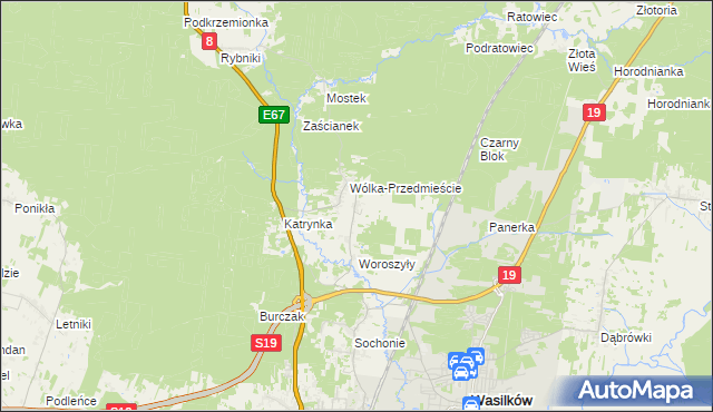mapa Wólka Poduchowna, Wólka Poduchowna na mapie Targeo