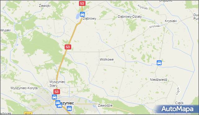 mapa Wolkowe, Wolkowe na mapie Targeo