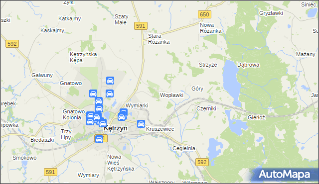 mapa Wopławki, Wopławki na mapie Targeo