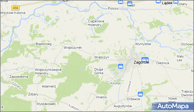 mapa Wrąbczyn Górski, Wrąbczyn Górski na mapie Targeo