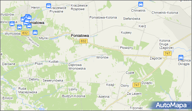 mapa Wronów gmina Bełżyce, Wronów gmina Bełżyce na mapie Targeo