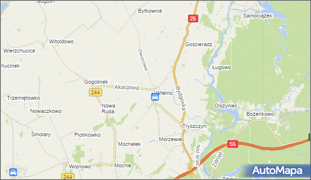 mapa Wtelno, Wtelno na mapie Targeo