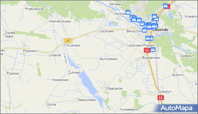 mapa Wymysłowo gmina Oborniki, Wymysłowo gmina Oborniki na mapie Targeo