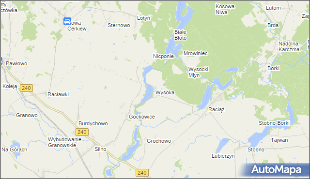 mapa Wysoka gmina Tuchola, Wysoka gmina Tuchola na mapie Targeo