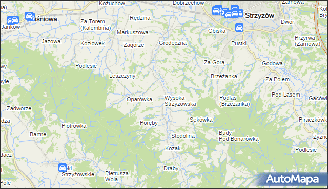 mapa Wysoka Strzyżowska, Wysoka Strzyżowska na mapie Targeo