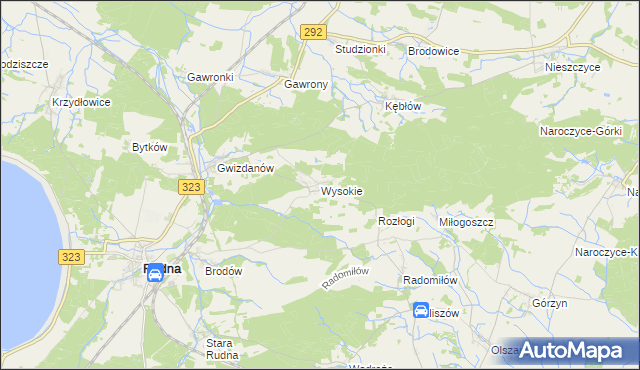 mapa Wysokie gmina Rudna, Wysokie gmina Rudna na mapie Targeo