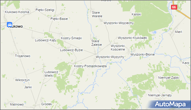 mapa Wyszonki-Wypychy, Wyszonki-Wypychy na mapie Targeo