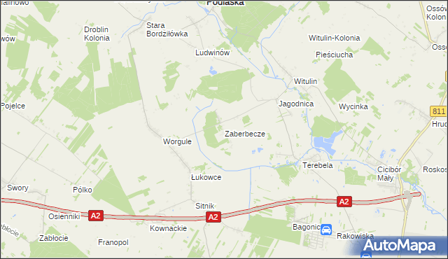 mapa Zaberbecze, Zaberbecze na mapie Targeo