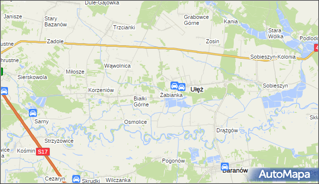 mapa Żabianka gmina Ułęż, Żabianka gmina Ułęż na mapie Targeo