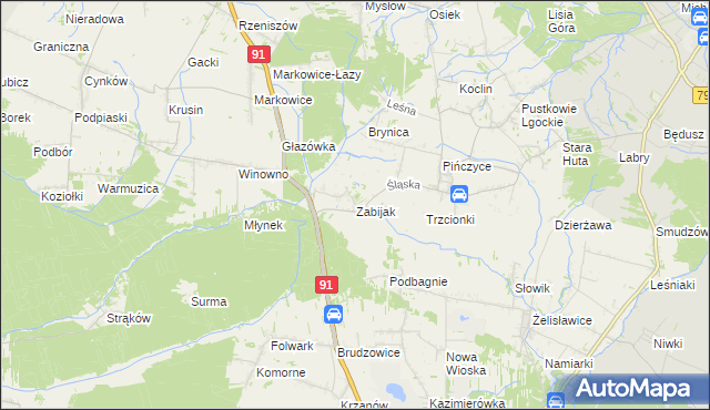 mapa Zabijak gmina Koziegłowy, Zabijak gmina Koziegłowy na mapie Targeo