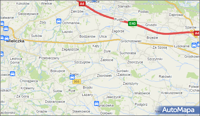mapa Zabłocie gmina Biskupice, Zabłocie gmina Biskupice na mapie Targeo