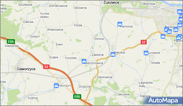 mapa Zabłocie gmina Żukowice, Zabłocie gmina Żukowice na mapie Targeo