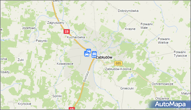 mapa Zabłudów, Zabłudów na mapie Targeo