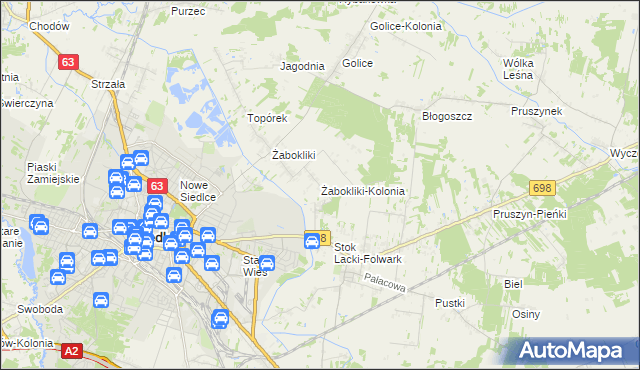 mapa Żabokliki-Kolonia, Żabokliki-Kolonia na mapie Targeo