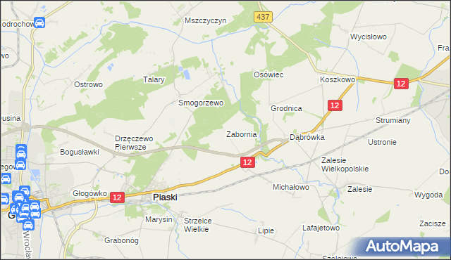 mapa Zabornia gmina Piaski, Zabornia gmina Piaski na mapie Targeo