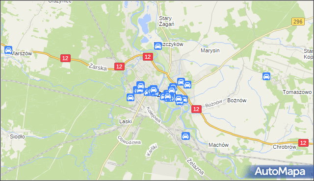 mapa Żagań, Żagań na mapie Targeo