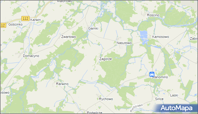 mapa Zagórze gmina Białogard, Zagórze gmina Białogard na mapie Targeo