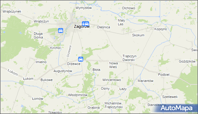 mapa Zalesie gmina Zagórów, Zalesie gmina Zagórów na mapie Targeo