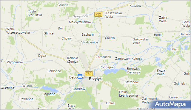 mapa Zameczek gmina Przytyk, Zameczek gmina Przytyk na mapie Targeo