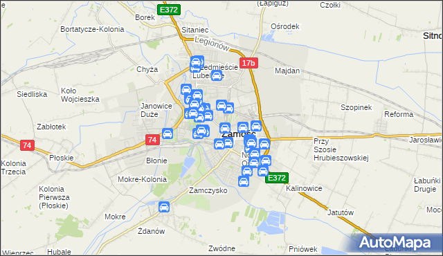 mapa Zamościa, Zamość na mapie Targeo