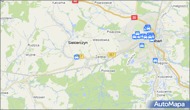 mapa Zaręba gmina Siekierczyn, Zaręba gmina Siekierczyn na mapie Targeo