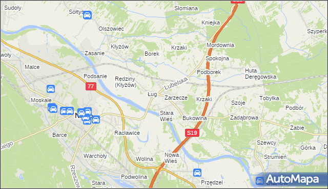 mapa Zarzecze gmina Nisko, Zarzecze gmina Nisko na mapie Targeo