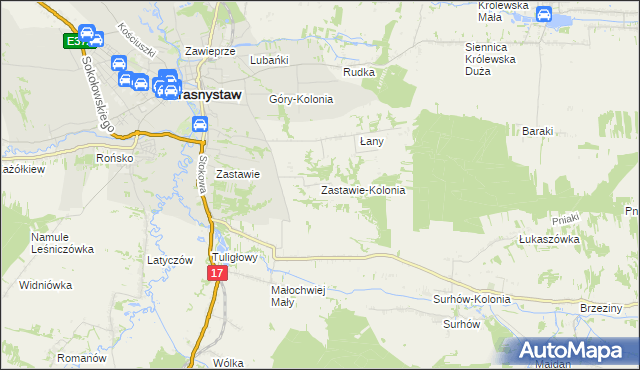 mapa Zastawie-Kolonia, Zastawie-Kolonia na mapie Targeo