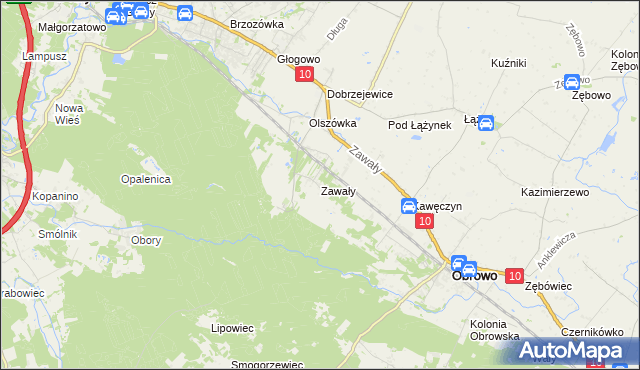 mapa Zawały gmina Obrowo, Zawały gmina Obrowo na mapie Targeo