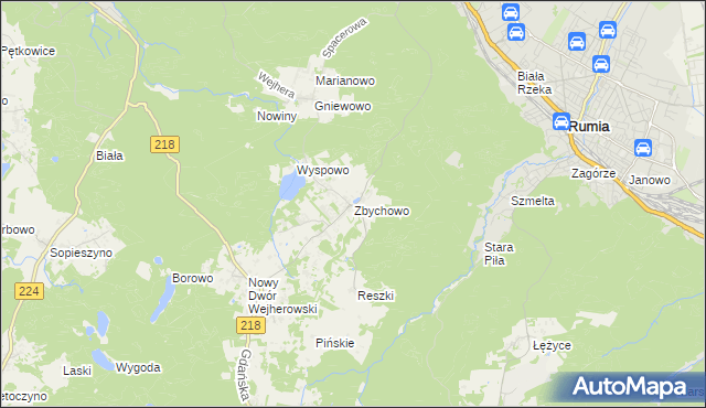 mapa Zbychowo, Zbychowo na mapie Targeo
