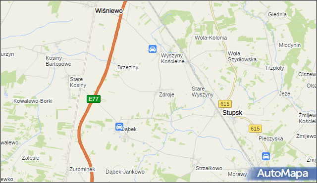 mapa Zdroje gmina Stupsk, Zdroje gmina Stupsk na mapie Targeo
