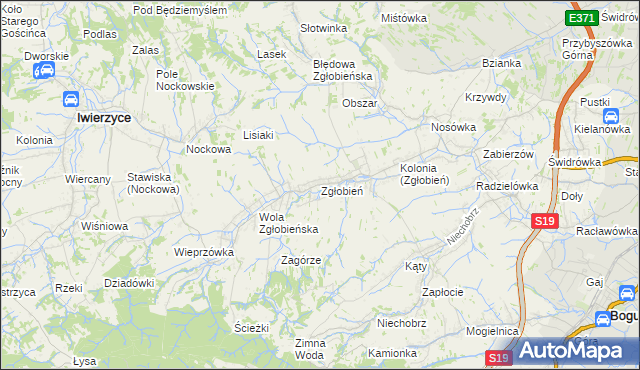 mapa Zgłobień, Zgłobień na mapie Targeo