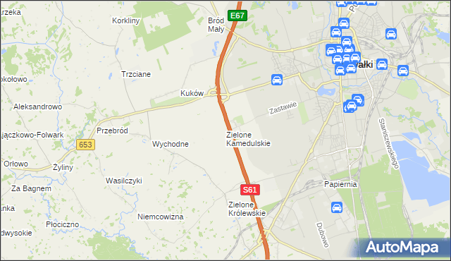 mapa Zielone Kamedulskie, Zielone Kamedulskie na mapie Targeo