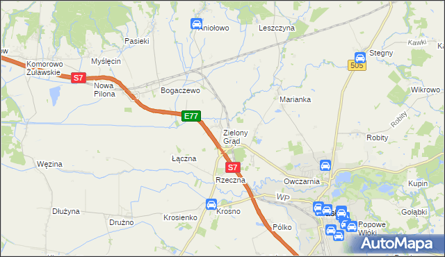 mapa Zielony Grąd, Zielony Grąd na mapie Targeo