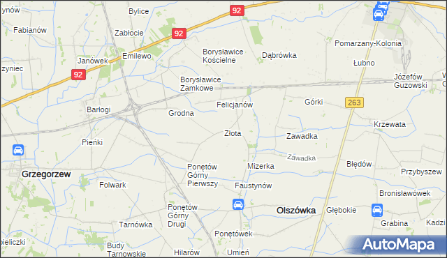 mapa Złota gmina Olszówka, Złota gmina Olszówka na mapie Targeo