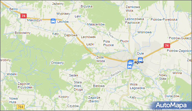 mapa Złota Woda, Złota Woda na mapie Targeo