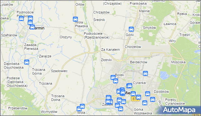 mapa Złotniki gmina Mielec, Złotniki gmina Mielec na mapie Targeo