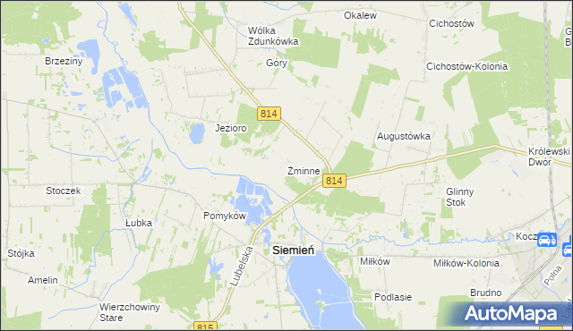 mapa Żminne, Żminne na mapie Targeo