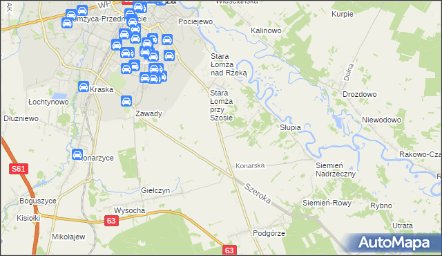 mapa Zosin gmina Łomża, Zosin gmina Łomża na mapie Targeo
