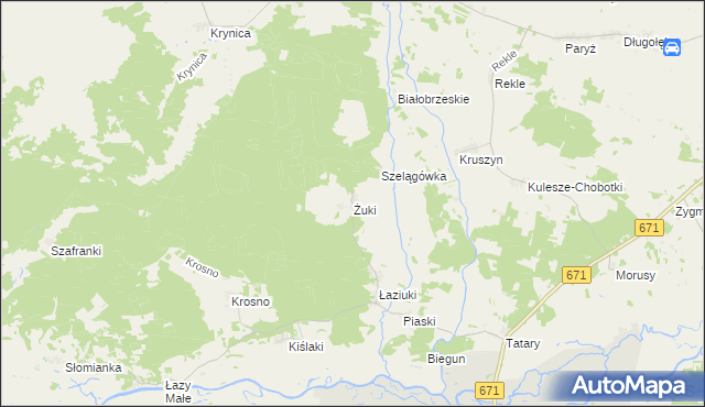 mapa Żuki gmina Tykocin, Żuki gmina Tykocin na mapie Targeo