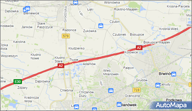 mapa Żuków gmina Grodzisk Mazowiecki, Żuków gmina Grodzisk Mazowiecki na mapie Targeo